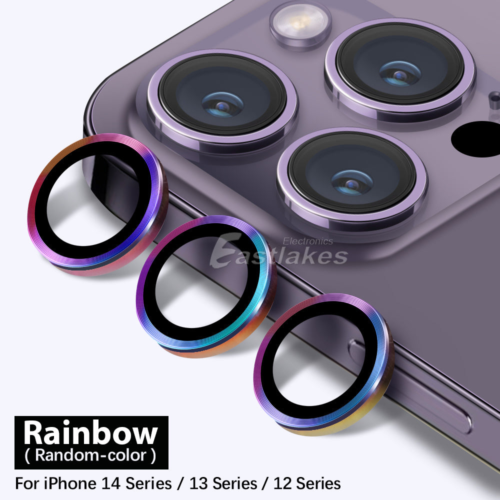 Apple iPhone 14 13 Series Metal Camera Lens Tempered Glass Protector Rainbow - Eastlakes Electronics